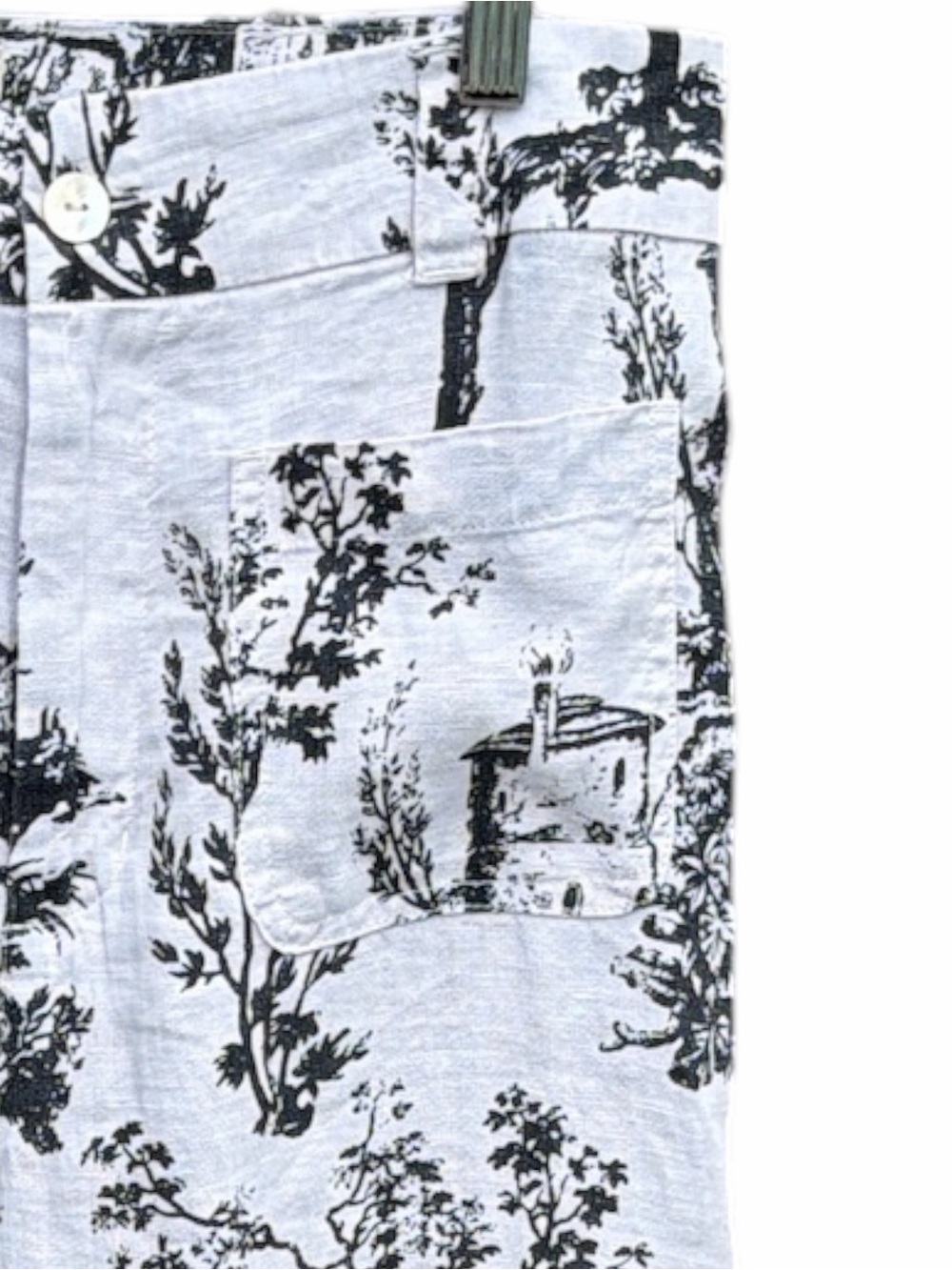 Joie 100% Linen Wide Leg Pants Black White Toile Print Relaxed Coastal Size 10 - Picture 3 of 5